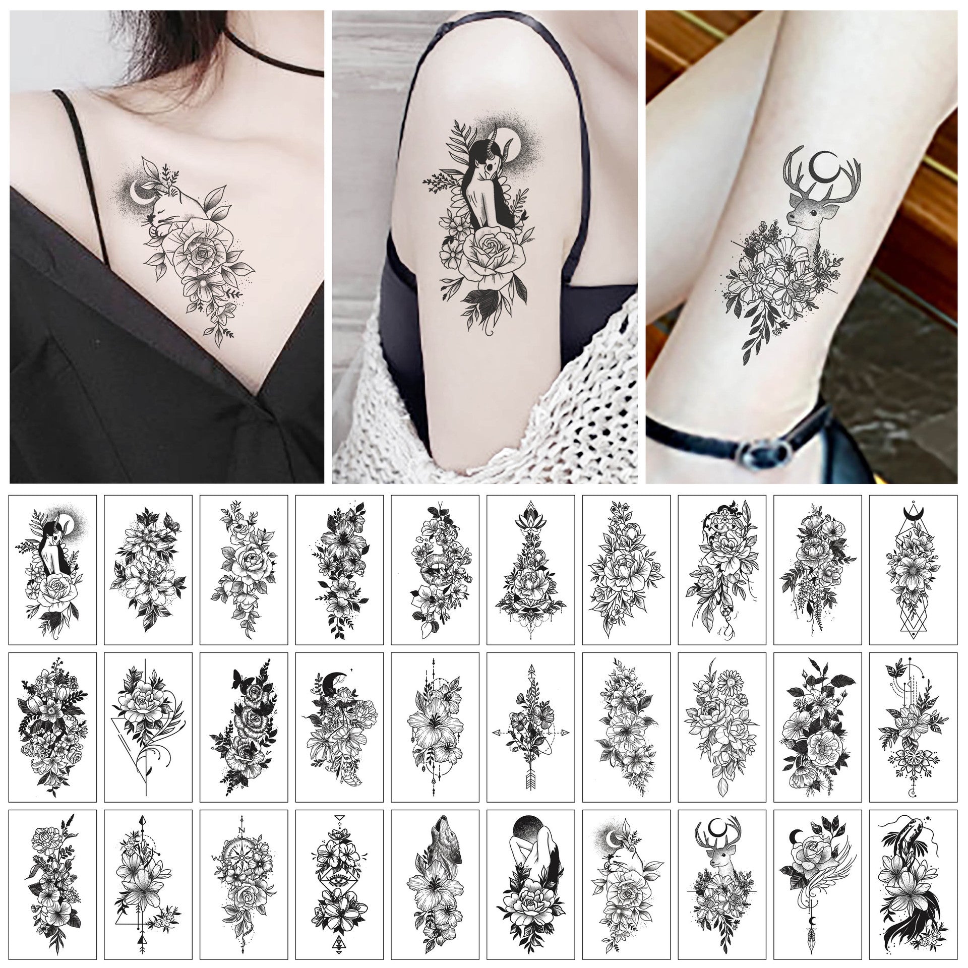Spooky Bloom Temporary Tattoos