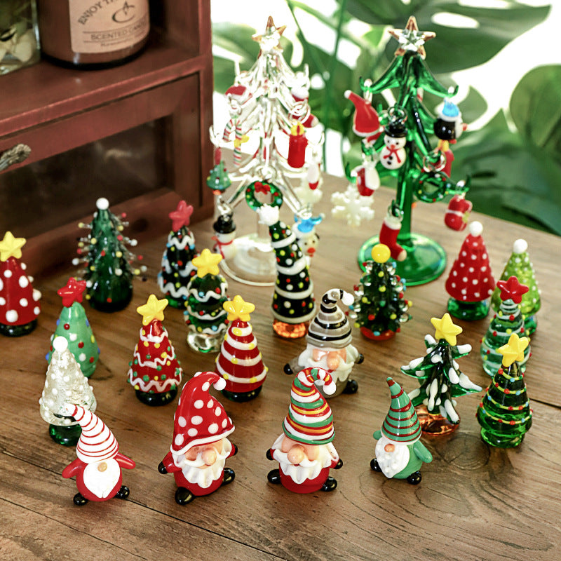 Mini Christmas Glass Ornament – Cute Santa & Tree, Perfect Holiday Decor & Gift