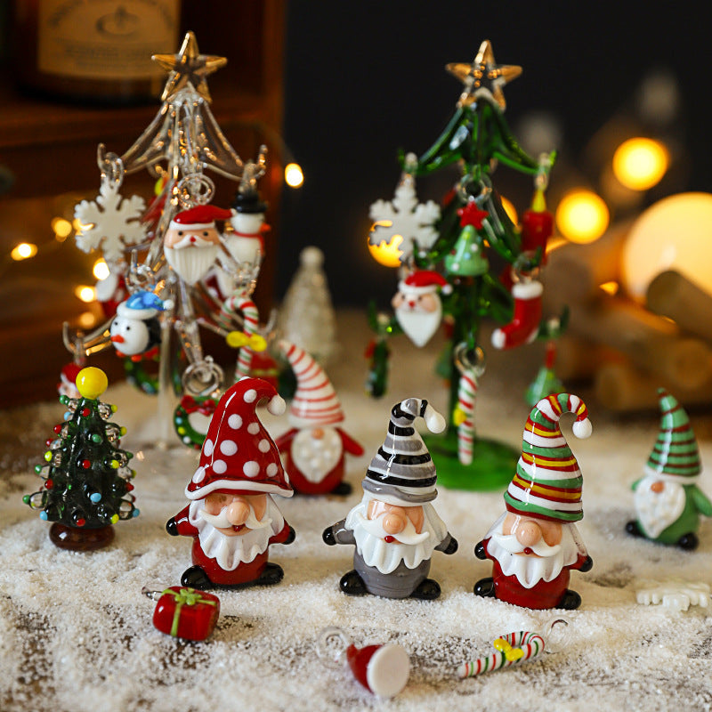 Mini Christmas Glass Ornament – Cute Santa & Tree, Perfect Holiday Decor & Gift