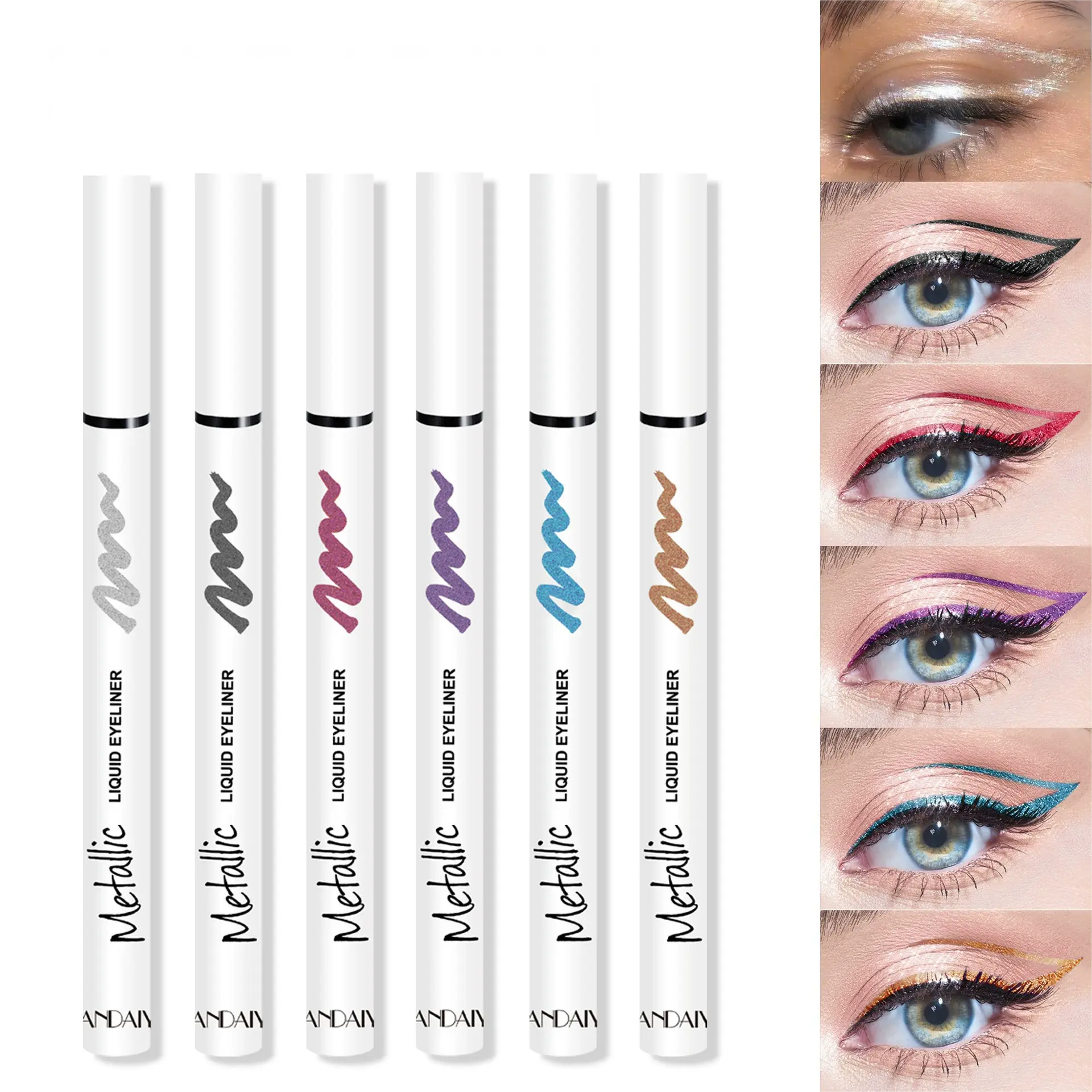 6-Color Waterproof Shimmer Eyeliner Pencil