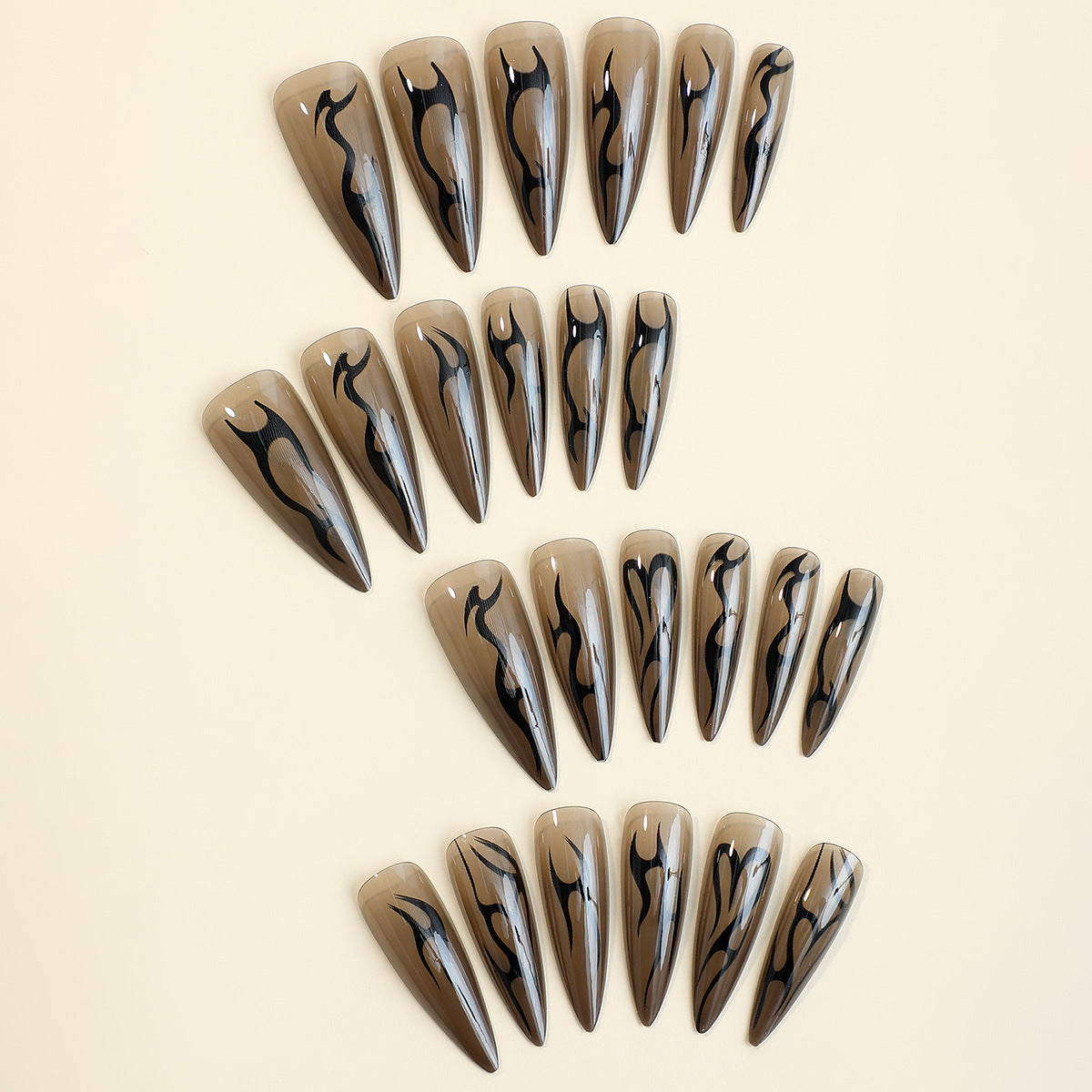 EYESFAV Black Stiletto Nails