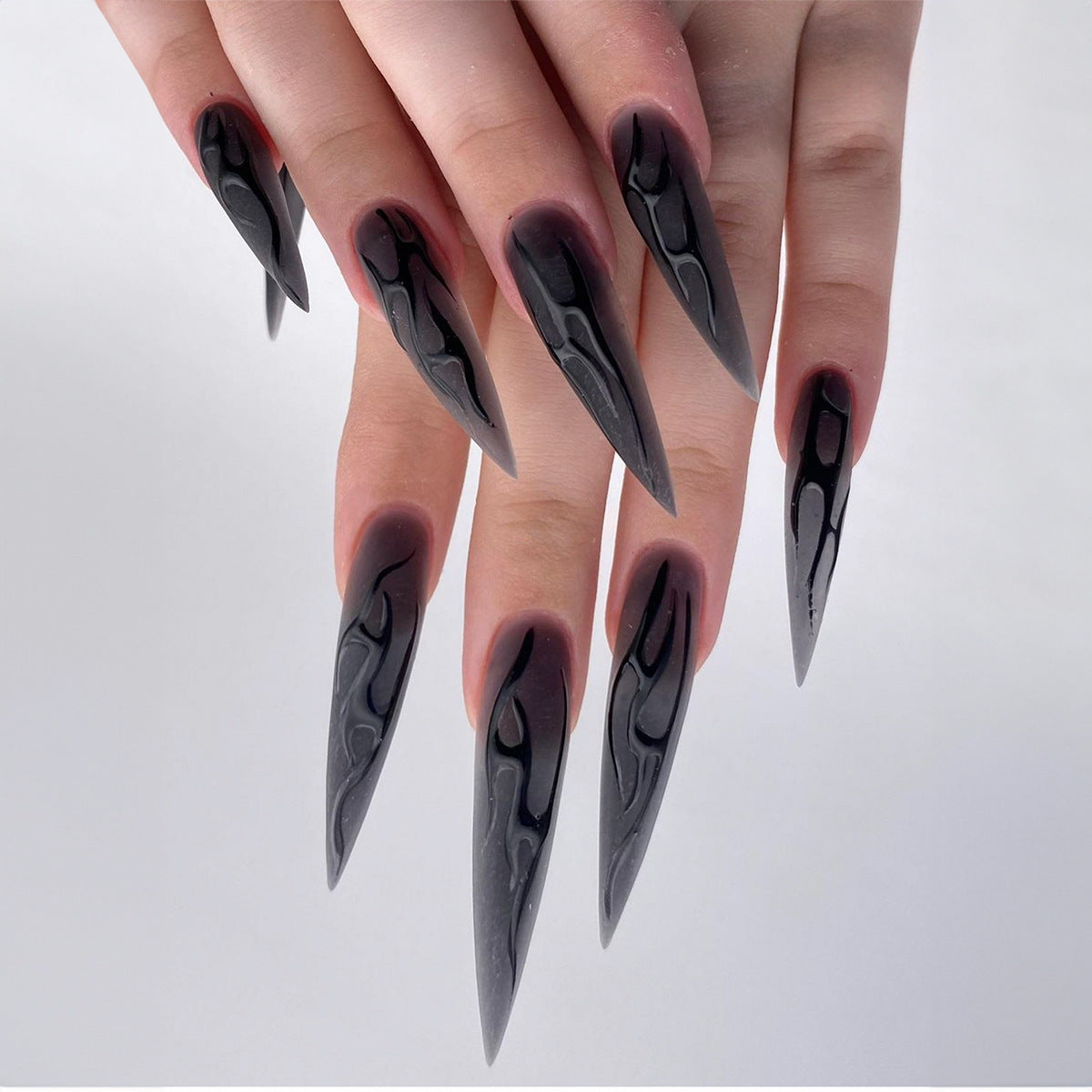 EYESFAV Black Stiletto Nails