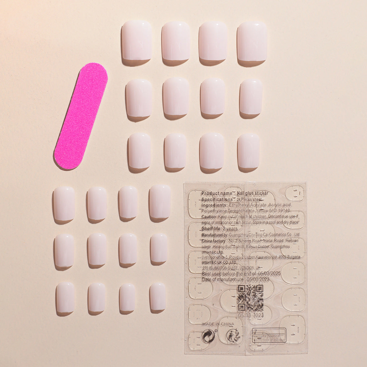 EYESFAV Ivory Blush Nails (short style)